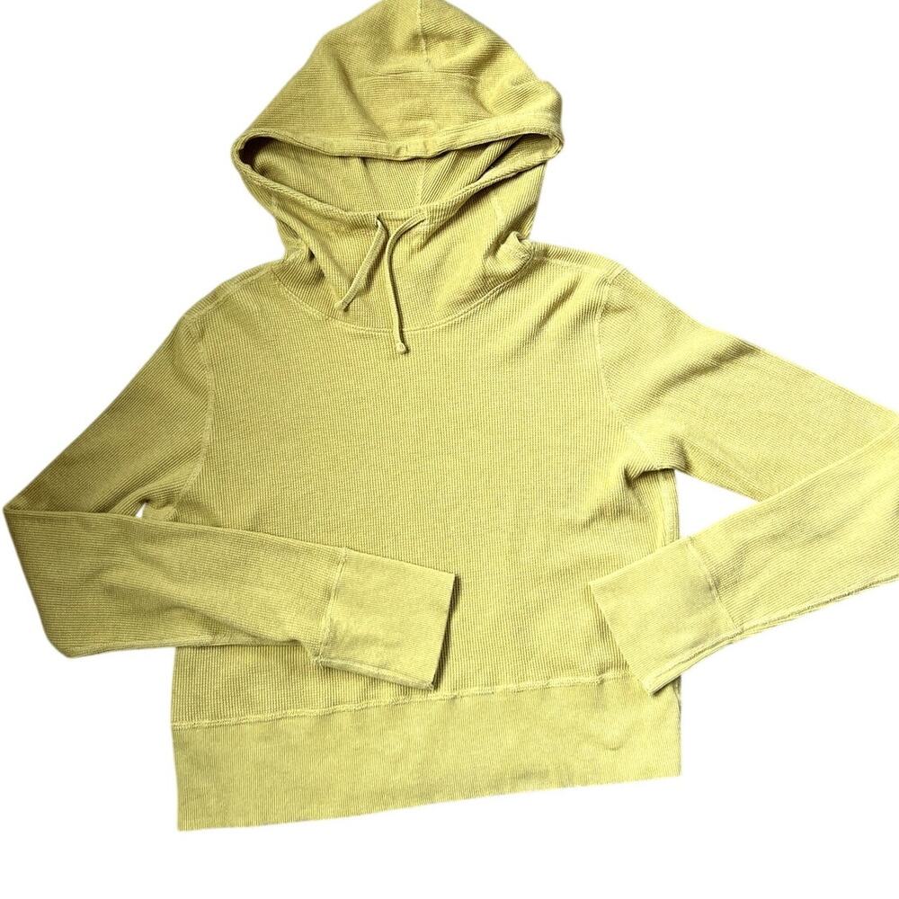 prAna Textured Long Sleeve Crop Goldenrod Hoodie,Women's size L